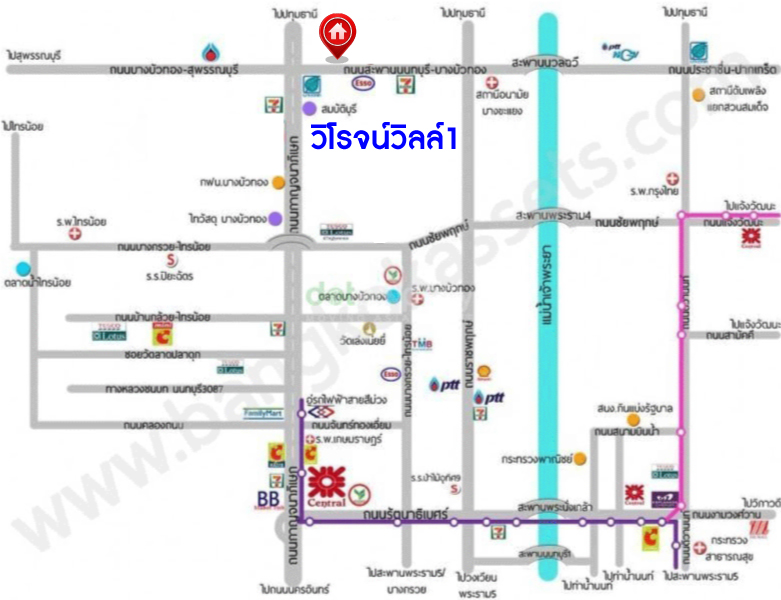 *****บ้านเดี่ยวมือสองนนทบุรี โครงการ วิโรจน์วิลล์ บางบัวทอง หลังมุม เนื้อที่กว้าง 60 ตร.ว. พื้นที่ชใช้สอย 160 ตร.ม. ฟังก์ชัน 3 ห้องนอน 3 ห้องน้ำ 1 ที่จอดรถ บนทำเลแห่งการเดินทาง เชื่อมต่อถนนบ้านกล้วย-ไทรน้อย, ถนนกาญจณาภิเษก ใกล้รถไฟฟ้าสายสีม่วง "สถานีคลองบางไผ่" และ ใกล้มอเตอร์เวย์ "M81 บางใหญ่-กาญจนบุรี"